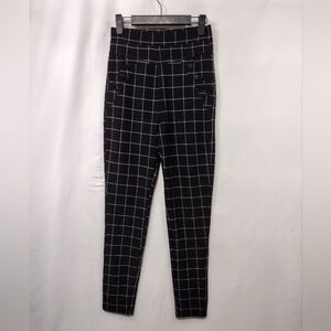I Believe Plaid Ankle Pants Women's S Black Boho Retro Preppy Academia Office